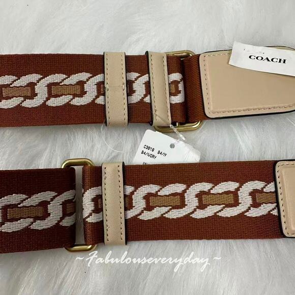 Coach Strap With Chain Stripe In Nylon/Brass/Ivory C3619 NWT - Picture 7 of 7